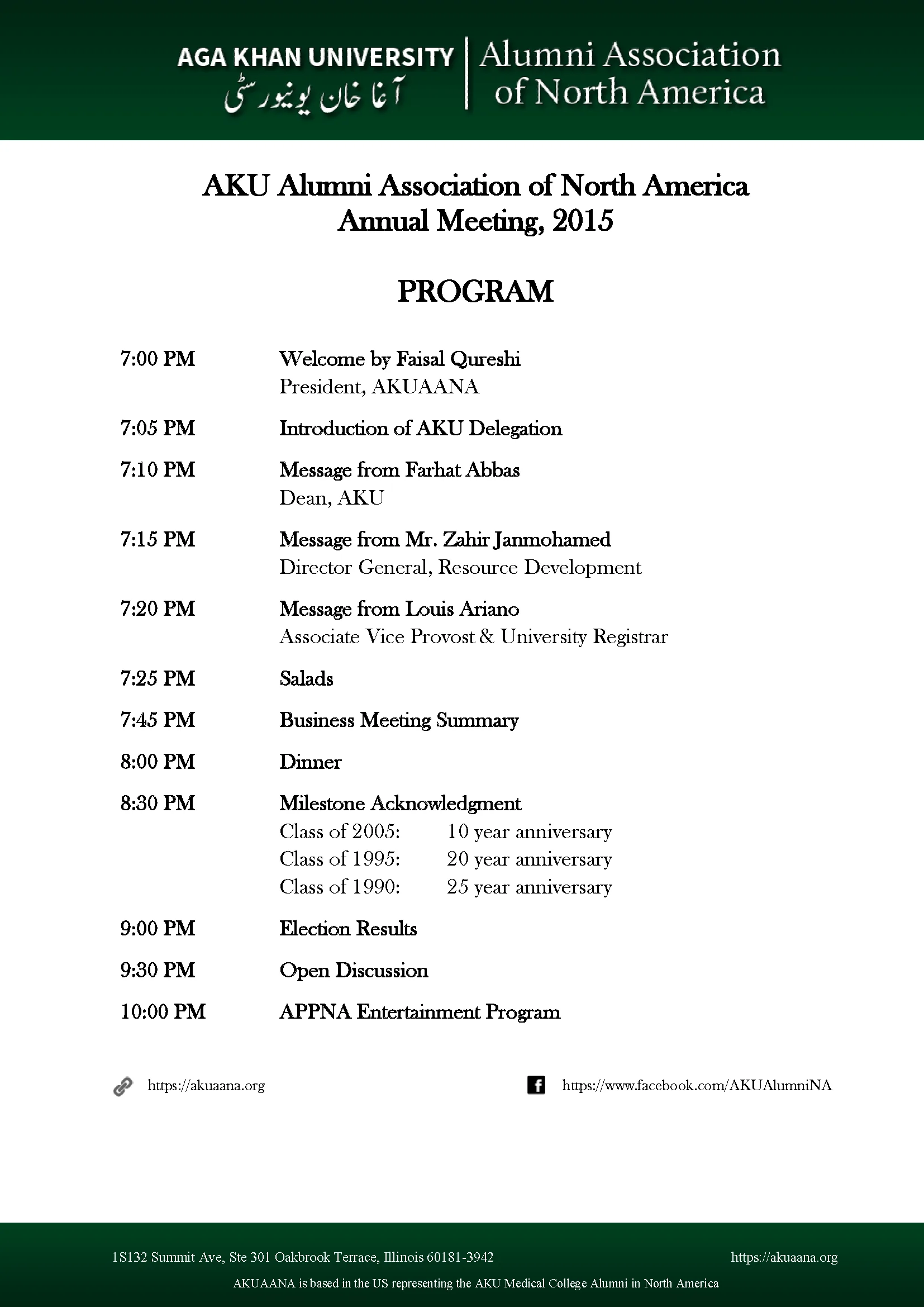 AKUAANA Annual Meeting Program, 2015